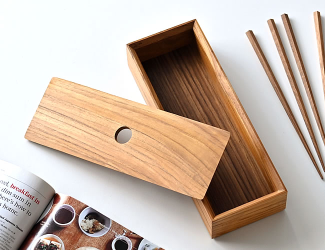 Teak フタ付きスリムボックス
