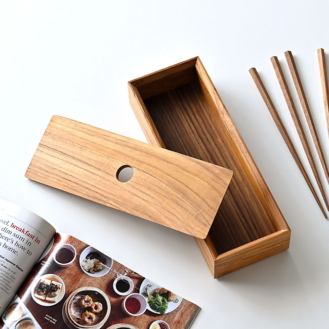 Teak フタ付きスリムボックス