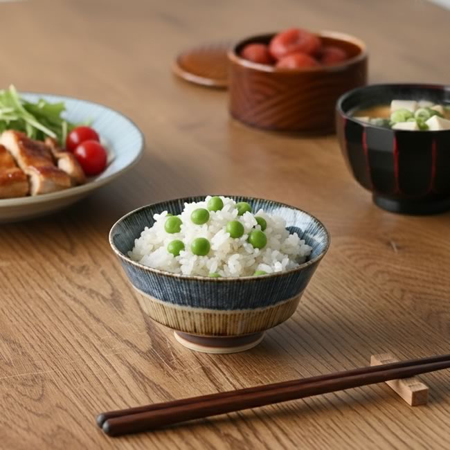 藍茶十草 茶碗