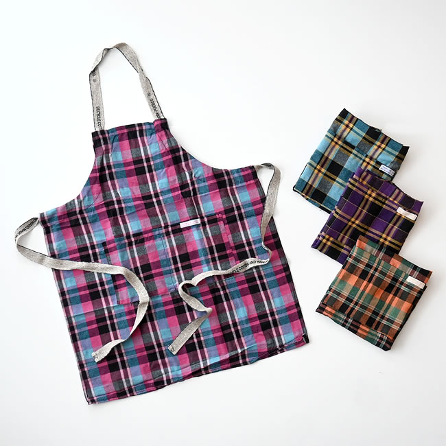 PUEBCO リサイクルコットン チェックエプロン *