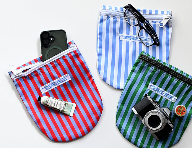 PUEBCO ストライプ ファスナーポーチ