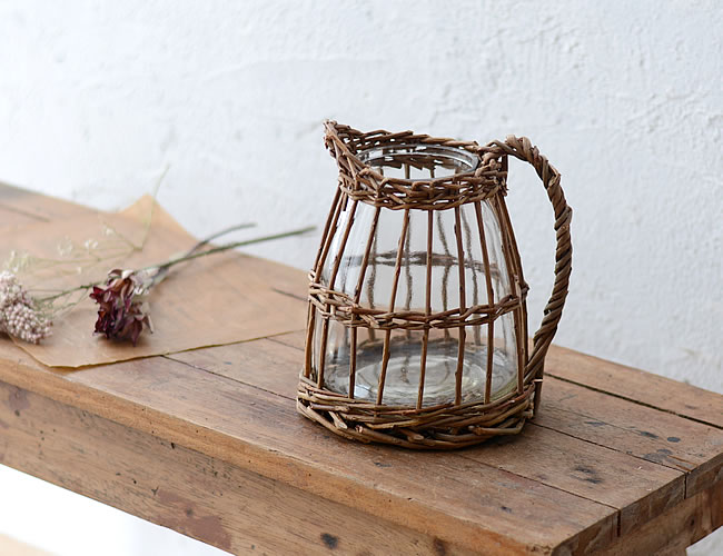 かご編みガラスベース ピッチャー