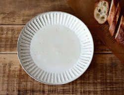 粉引削ぎ目 大皿