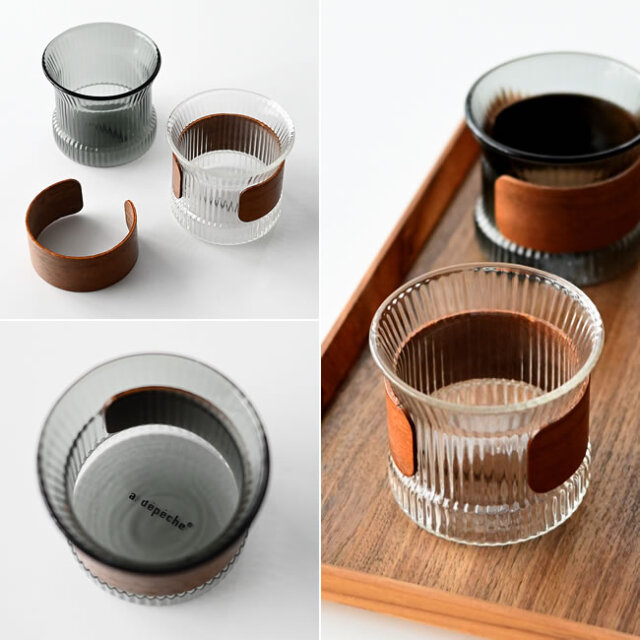 noon ヌーン 耐熱ガラスカップ ミニ｜ウォルナットスリーブ付き