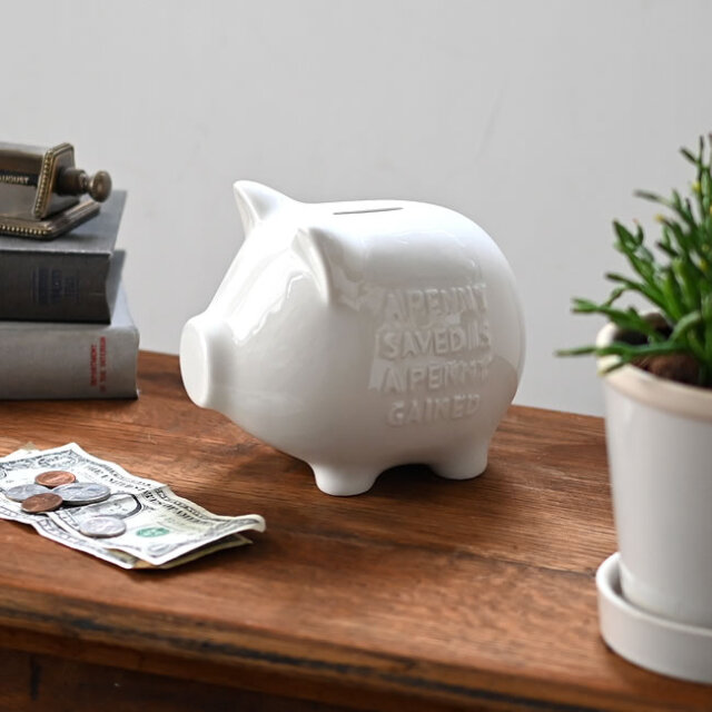 CRACKLE ピギーバンク｜貫入仕上げの陶器製ブタの貯金箱｜ゼネラル