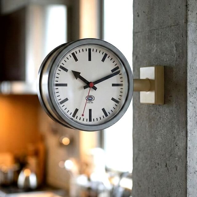 DULTON ダブルフェイスクロック 両面ウォール時計 コンパクト RAW