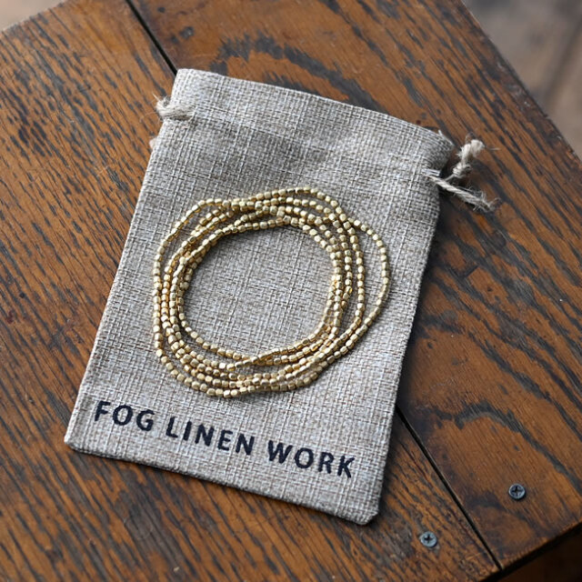 手仕事の風合いを楽しむブラスビーズネックレス L fog linen work