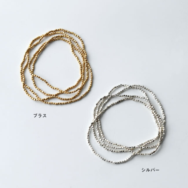 手仕事の風合いを楽しむブラスビーズネックレス L fog linen work