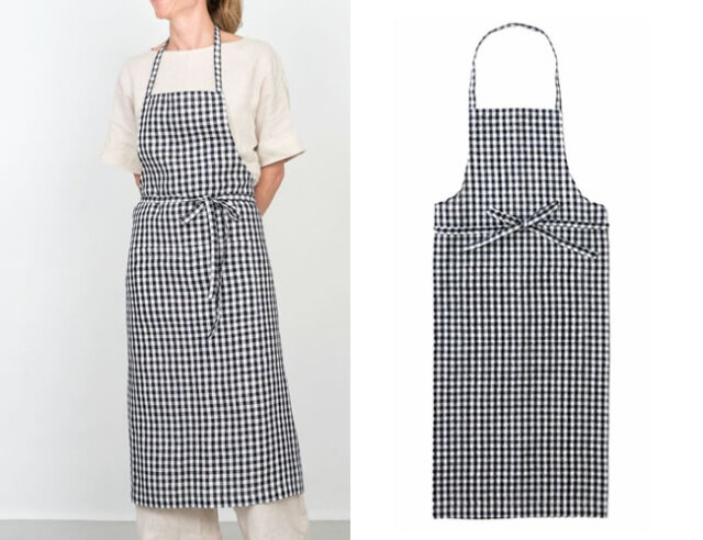 fog linen work フルエプロン ネイビーホワイトチェック | ゼネラル