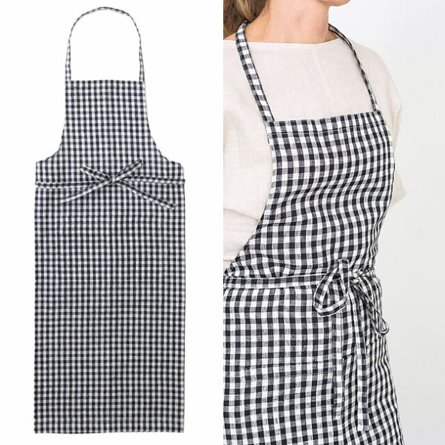 fog linen work フルエプロン ネイビーホワイトチェック | ゼネラル