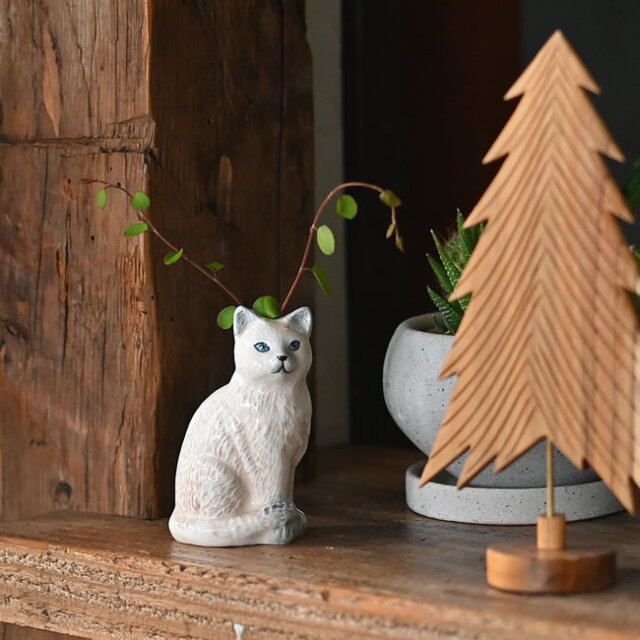 ヘッドベース　オキュパイトジャパン　花瓶　クリスマス　フラワーベース　美女と野獣 FURRY FRIENDS ミニベース 動物モチーフの陶器製フラワーベース