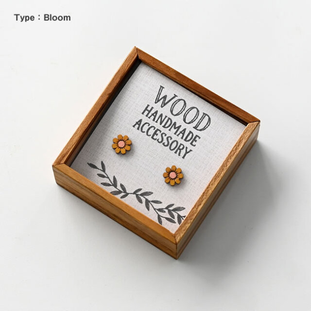 BOXED ウッドピアス 木製ハンドメイドアクセサリー ギフトにも