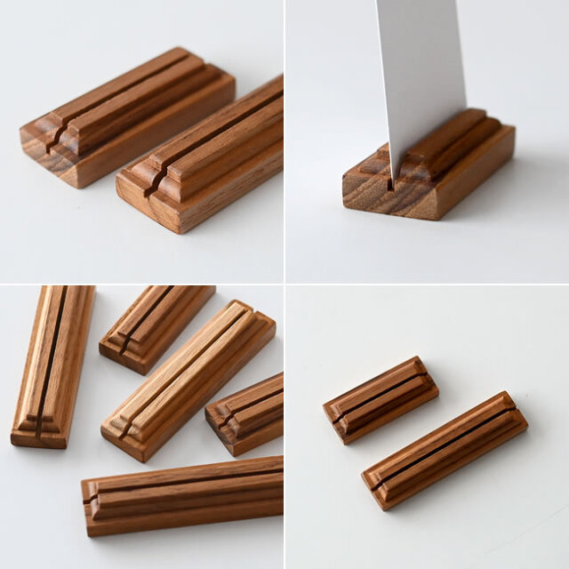 MOLDING カードスタンド 2個セット｜チークの木製カード立て