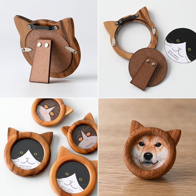 猫耳が愛らしい木製フォトフレーム 写真もカードも飾れる ｜ ゼネラル