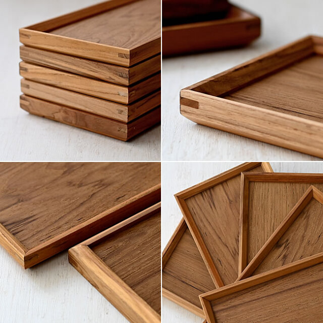 チーク材トレイ デンマークヴィンテージ トレー お盆 チーク材 オーク材 北欧