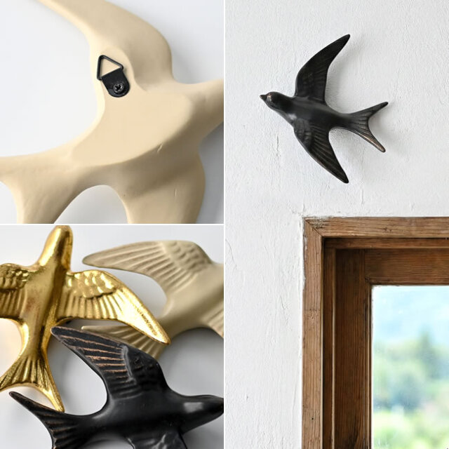 鳥 ウォールオブジェ 壁掛けオーナメント レジン製 バードモチーフ