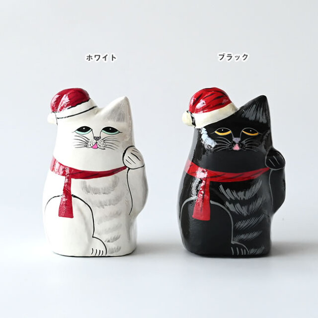 インドの招き猫 クリスマス Ver.｜ハンドペイントの紙粘土オブジェ