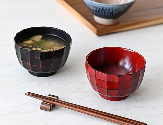 亀甲根来塗　小吸物椀　葵春　茶会席　茶道具 亀甲根来塗 小吸物椀 葵春 茶会席 茶道具