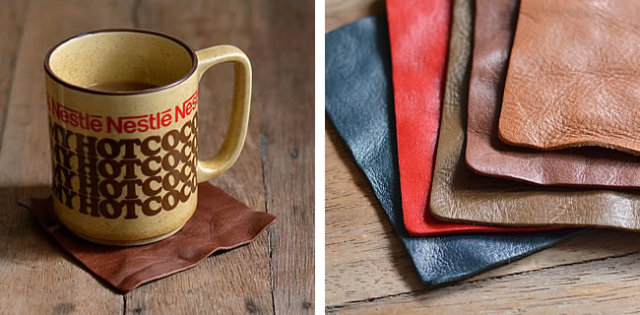 レザーコースター ソフト スクエア ナチュラル雑貨のオルネ ナチュラル