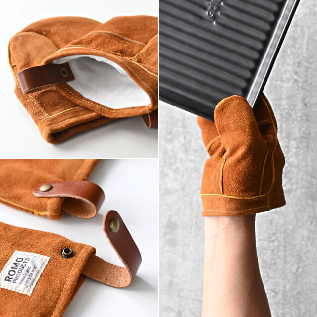 訳有り☆handoutレザーミトンSサイズblack/orange手が出せる手袋