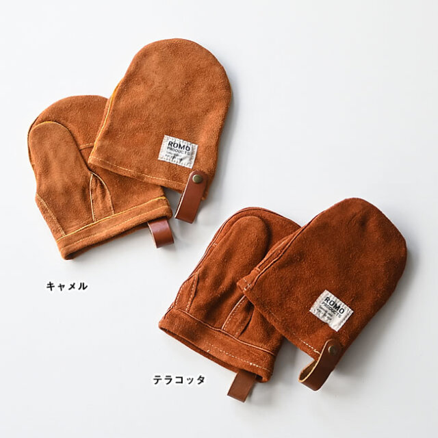 訳有り☆handoutレザーミトンSサイズblack/orange手が出せる手袋