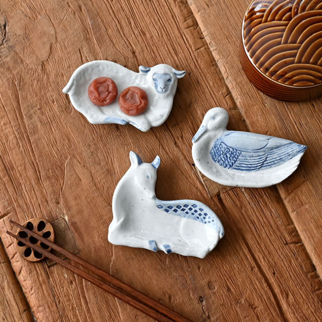 動物の染付豆皿「Koti」｜カモ・シカ・ヒツジ｜ゼネラルストア オルネ