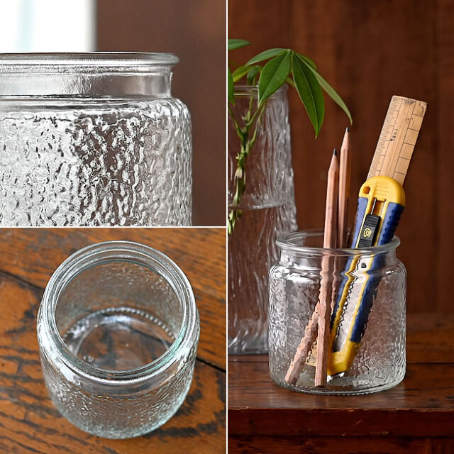 DEW ガラスベース ポット｜水挿しにも使える凹凸ガラスの花器
