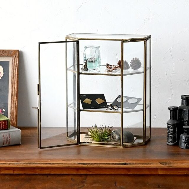 モロッカンガラス 3段コレクションボックス｜アンティーク調 卓上