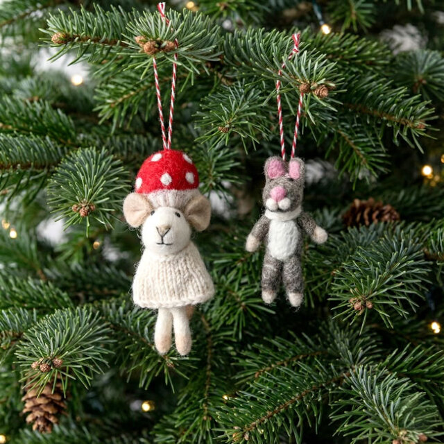 フェルトオーナメント】ネパールの手づくりで楽しむ冬の動物飾り