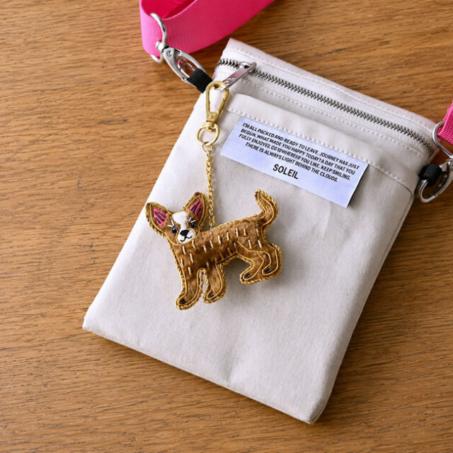 ザリ刺繍 キーホルダー 犬 猫 アニマル バッグチャーム ｜ ゼネラル