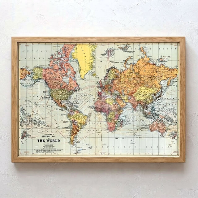vianina ワールドマップ　ポスター　50cm x 70cm Cavallini & Co. ポスター ワールドマップ ナチュラルインテリア 生活
