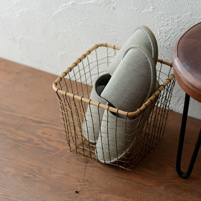 NOSTALGIC スクエアバスケット ナチュラルインテリア 生活雑貨の