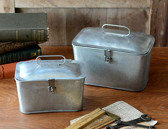 【送料無料】ヴィンテージ調 メタル収納ボックス スチール製　250805-2 送料無料】ヴィンテージ調 メタル収納ボックス スチール製 250805-2