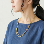 fog linen work ブラス ビーズネックレス L *