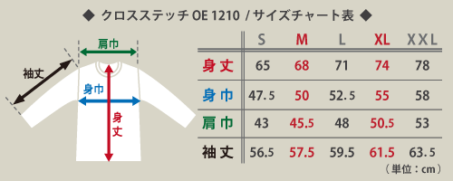 サイズチャート　クロスステッチOE1210