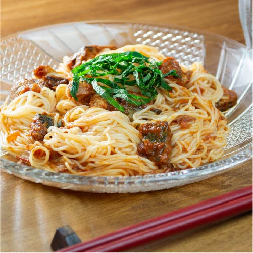 気仙沼港町のパスタソース さば×ガリバタ醤油風
