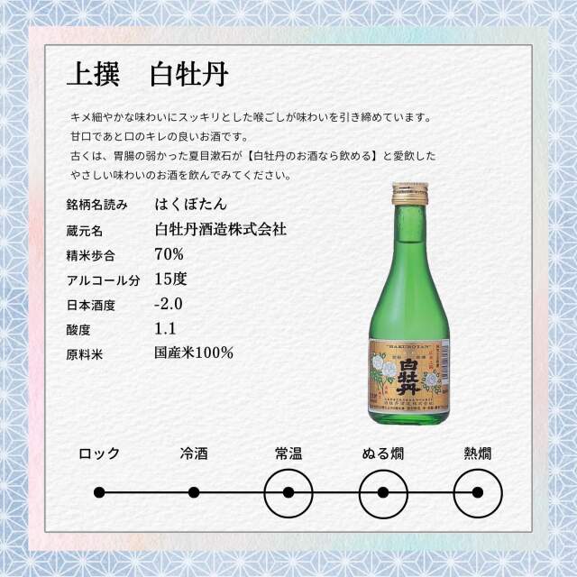 日本酒 白牡丹小瓶飲み比べセット 300ml×3本 送料無料 白牡丹酒造