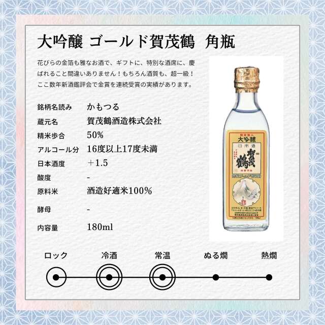 日本酒 賀茂鶴小瓶飲み比べセット 300ml×5本