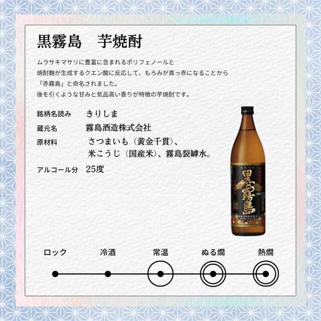 茜霧黒霧 芋焼酎セット 900ml×2本 送料無料 霧島酒造