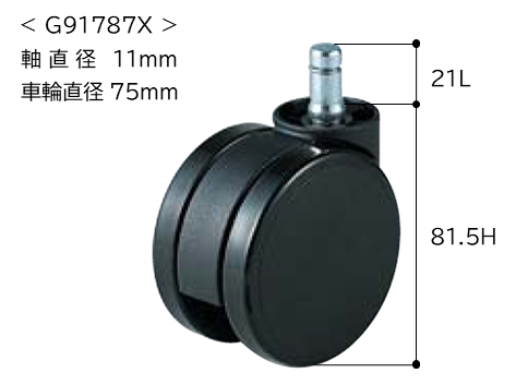 ナイロンキャスター　車輪直径７５ｍｍ　G91787X