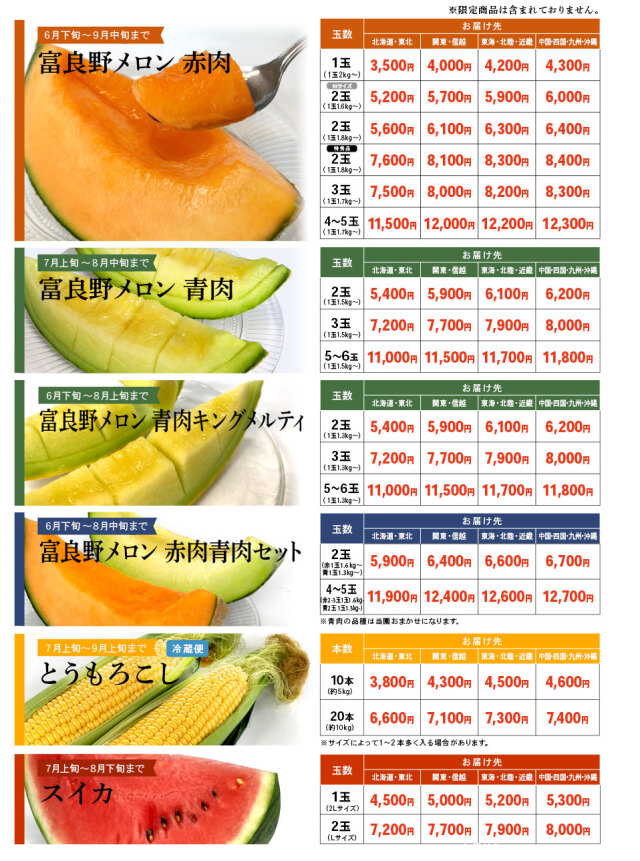 配送・送料について 富良野メロン 大島農園オンラインショップ