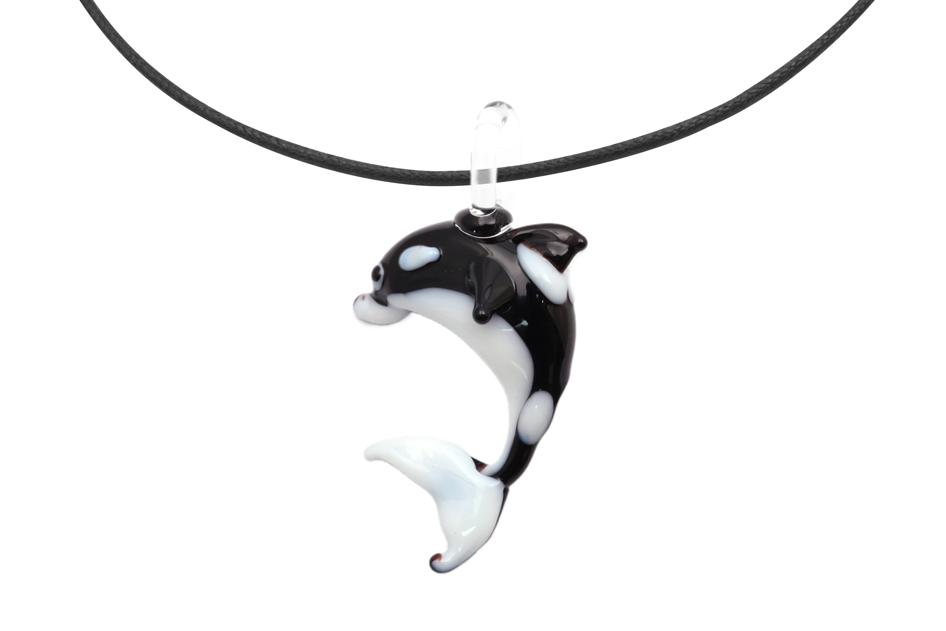 ムラーノグラス　シャチのペンダント　ネックレス付き