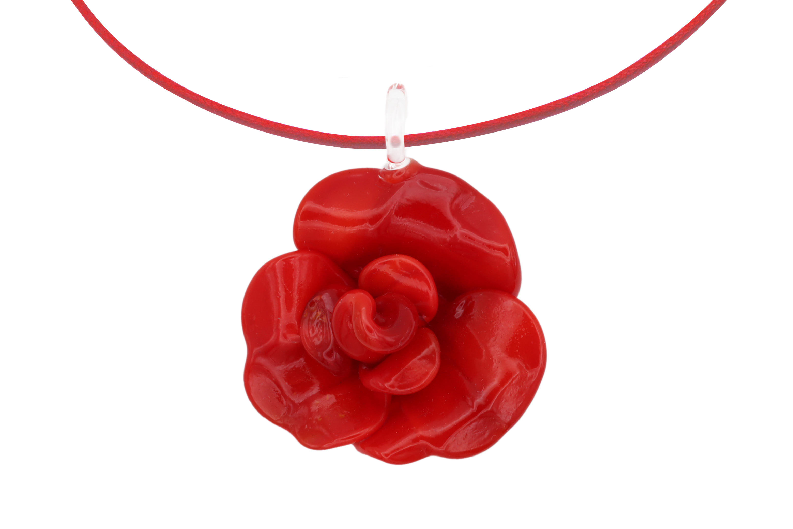 ムラーノグラス　バラのペンダント