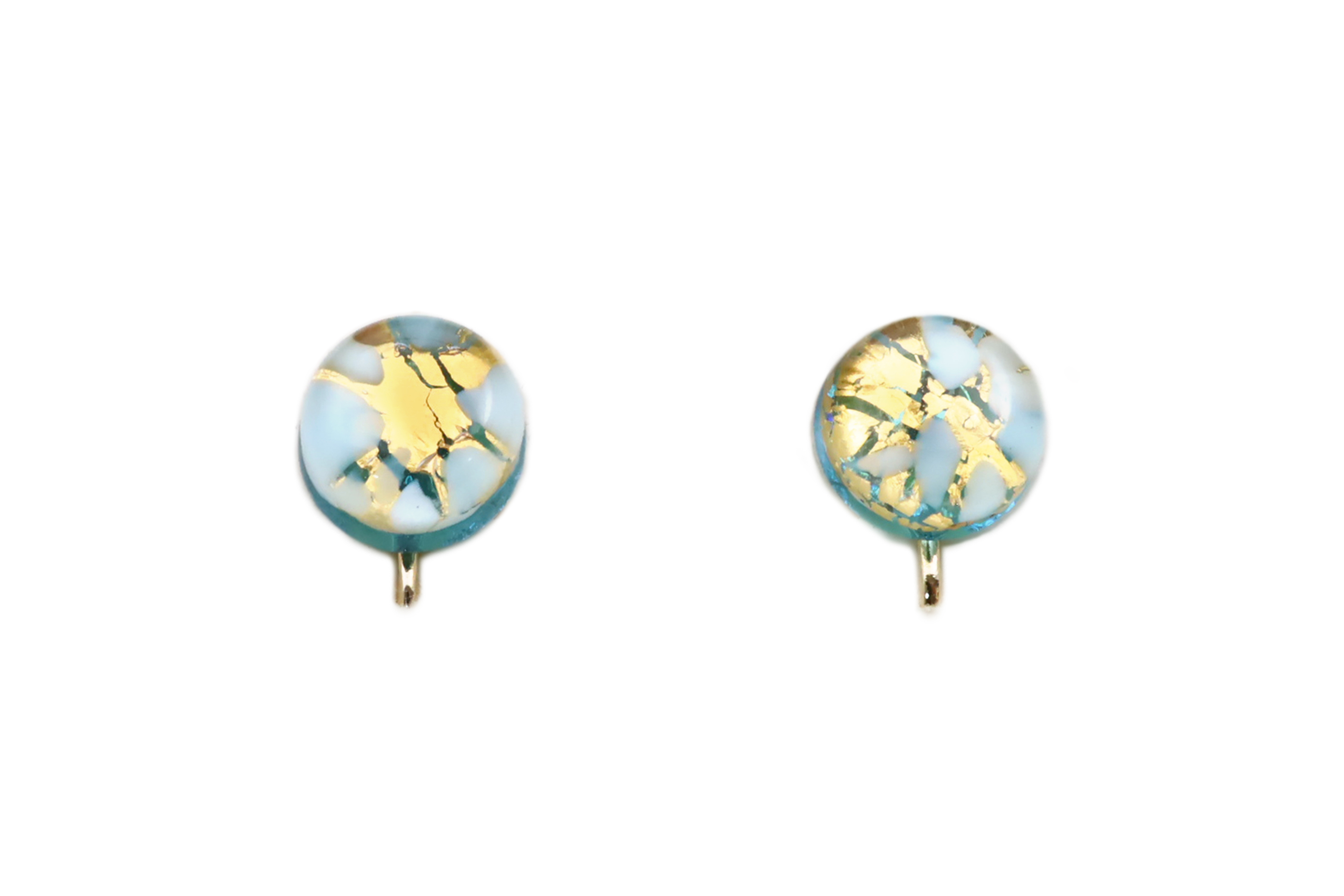 ムラーノグラス　サークル型イヤリング　ライトブルー＆ゴールド