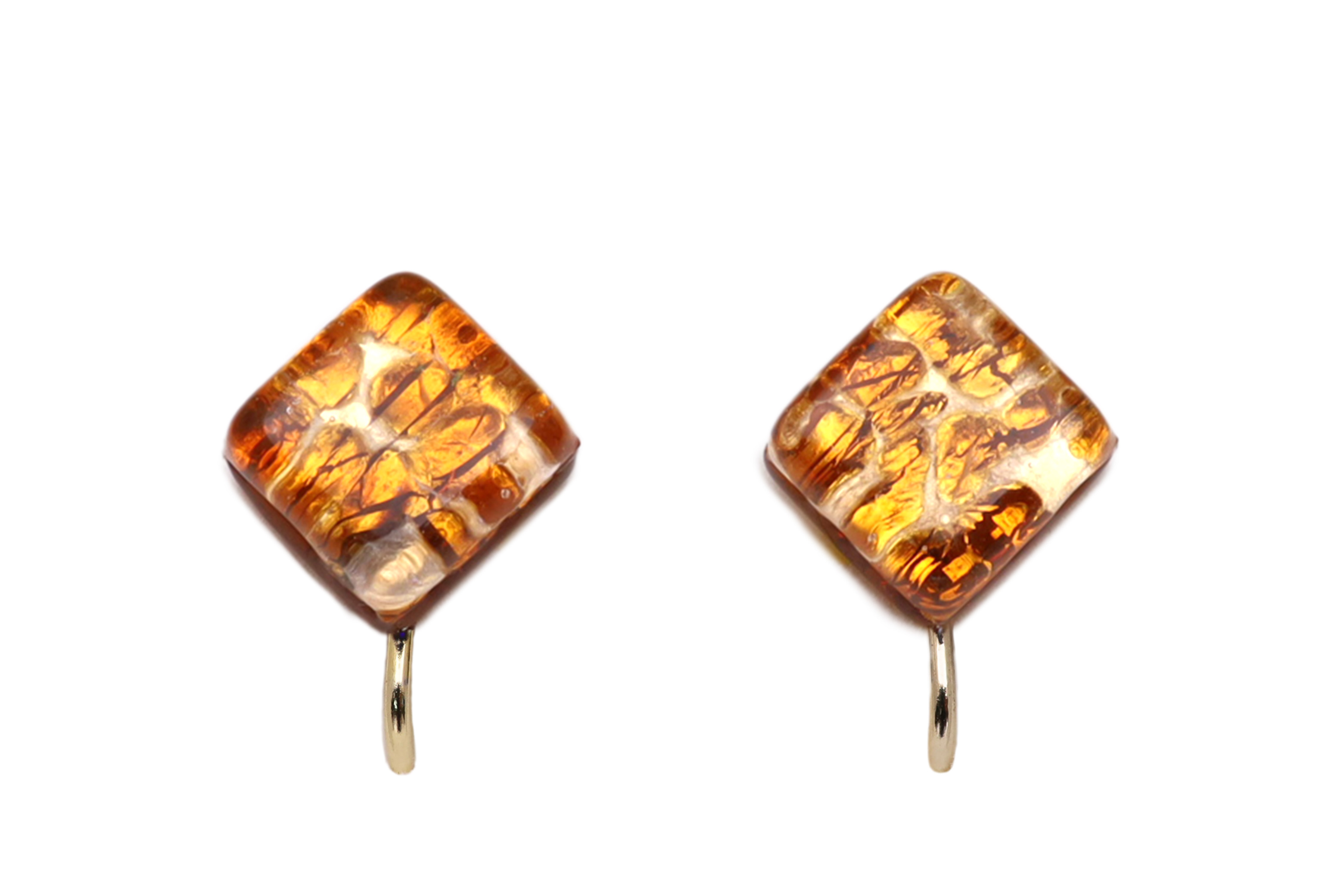 ムラーノグラス　スクエア型イヤリング