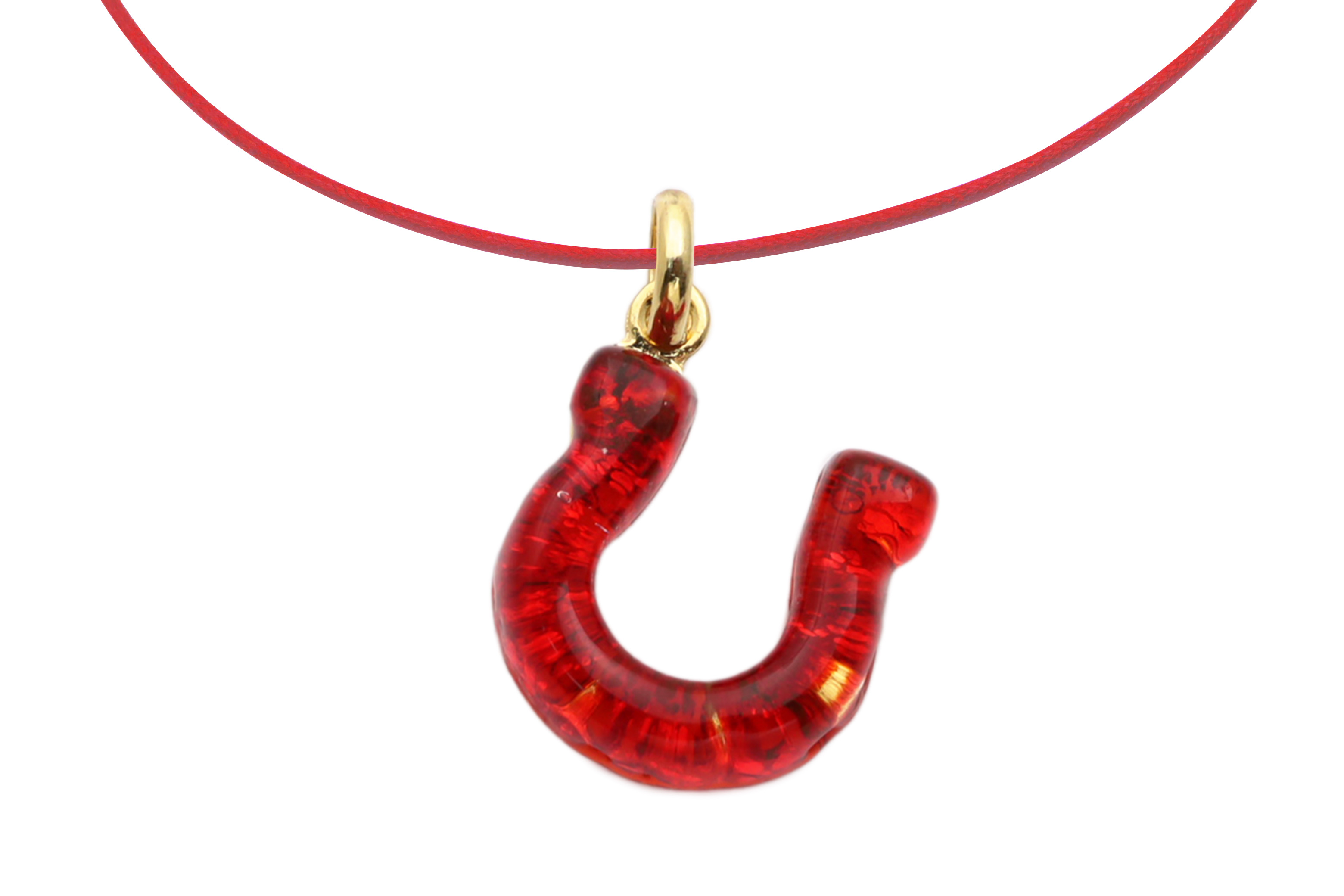 ムラーノグラスペンダント　馬蹄のペンダントトップ