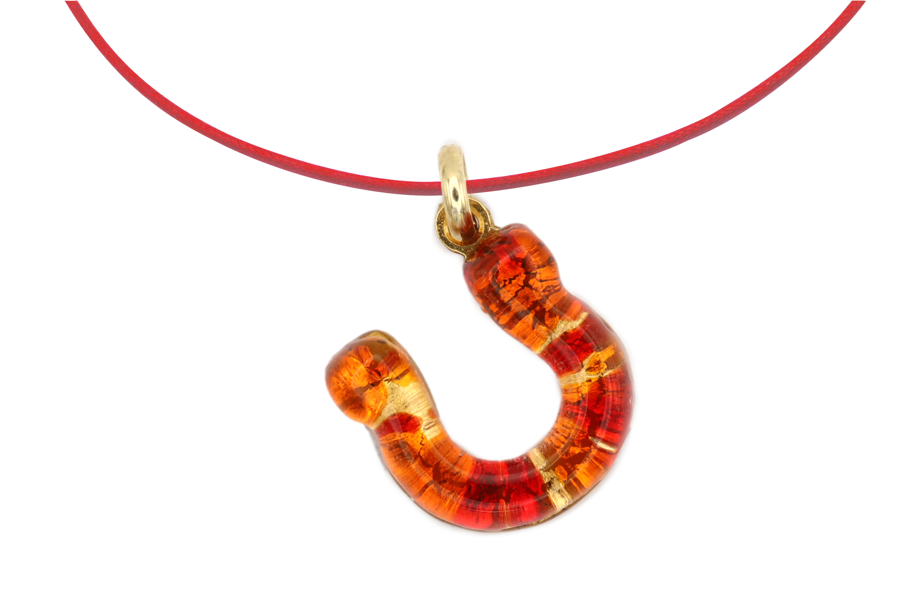 ムラーノグラスペンダント　馬蹄のペンダントトップ