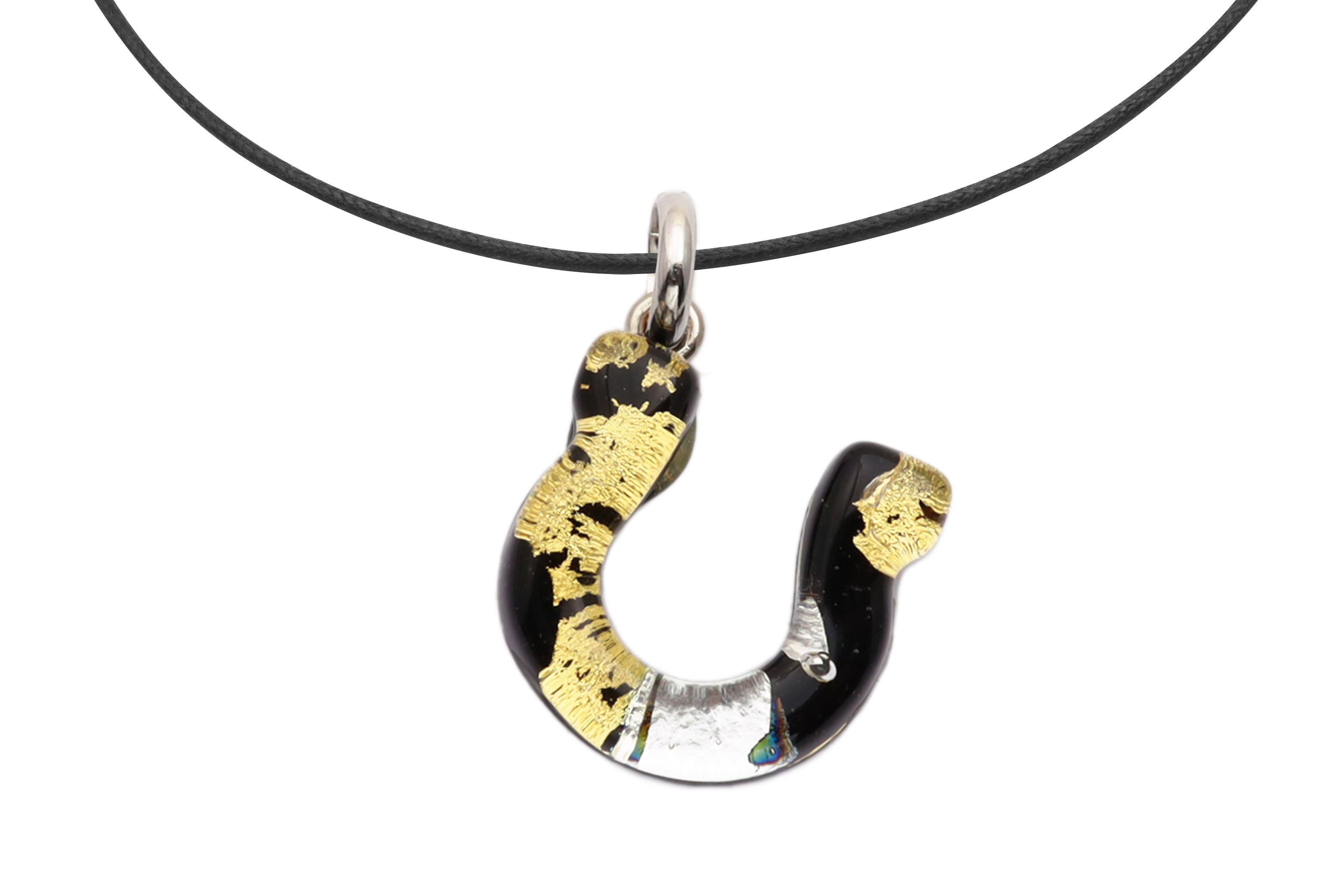 ムラーノグラスペンダント　馬蹄のペンダントトップ