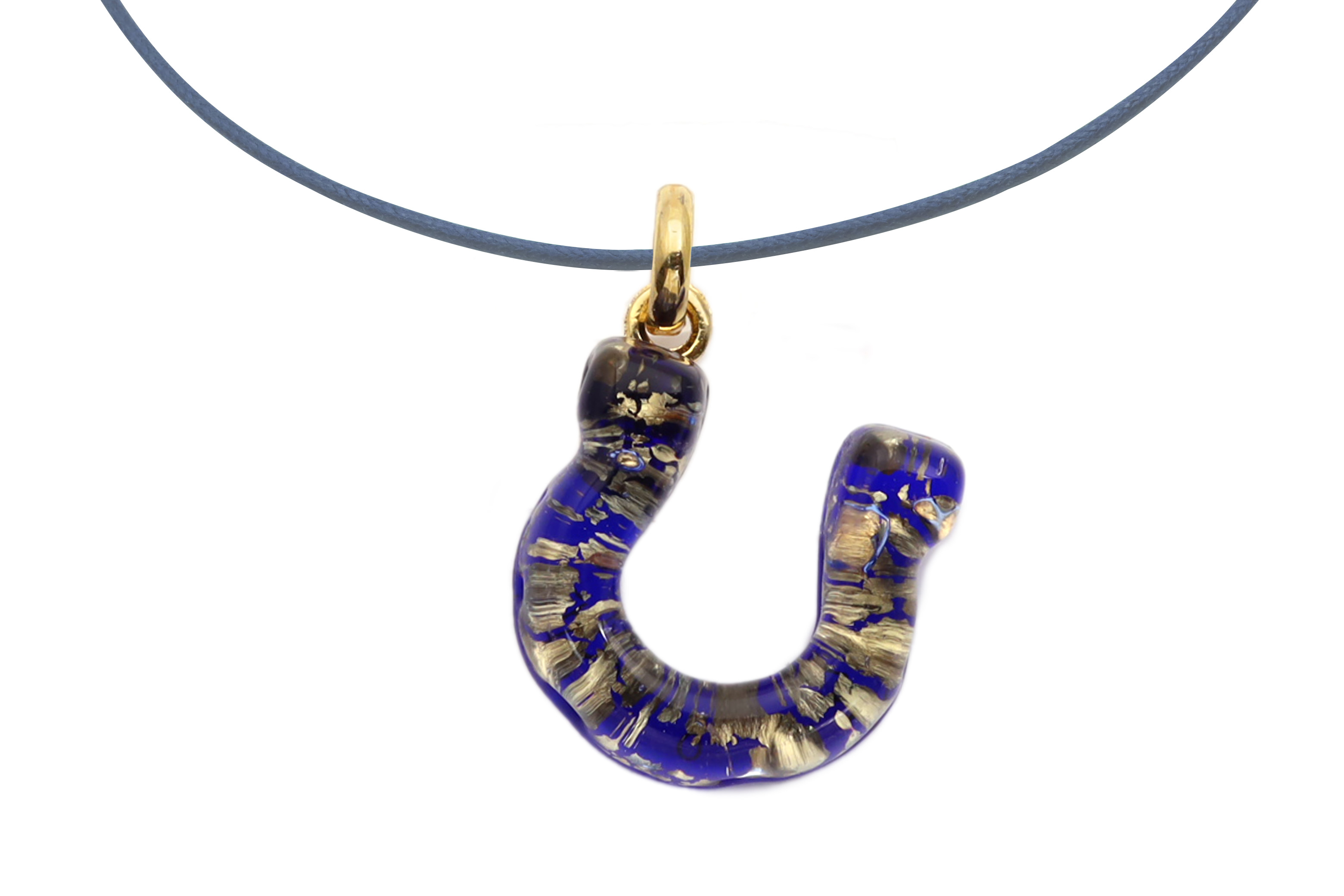 ムラーノグラスペンダント　馬蹄のペンダントトップ