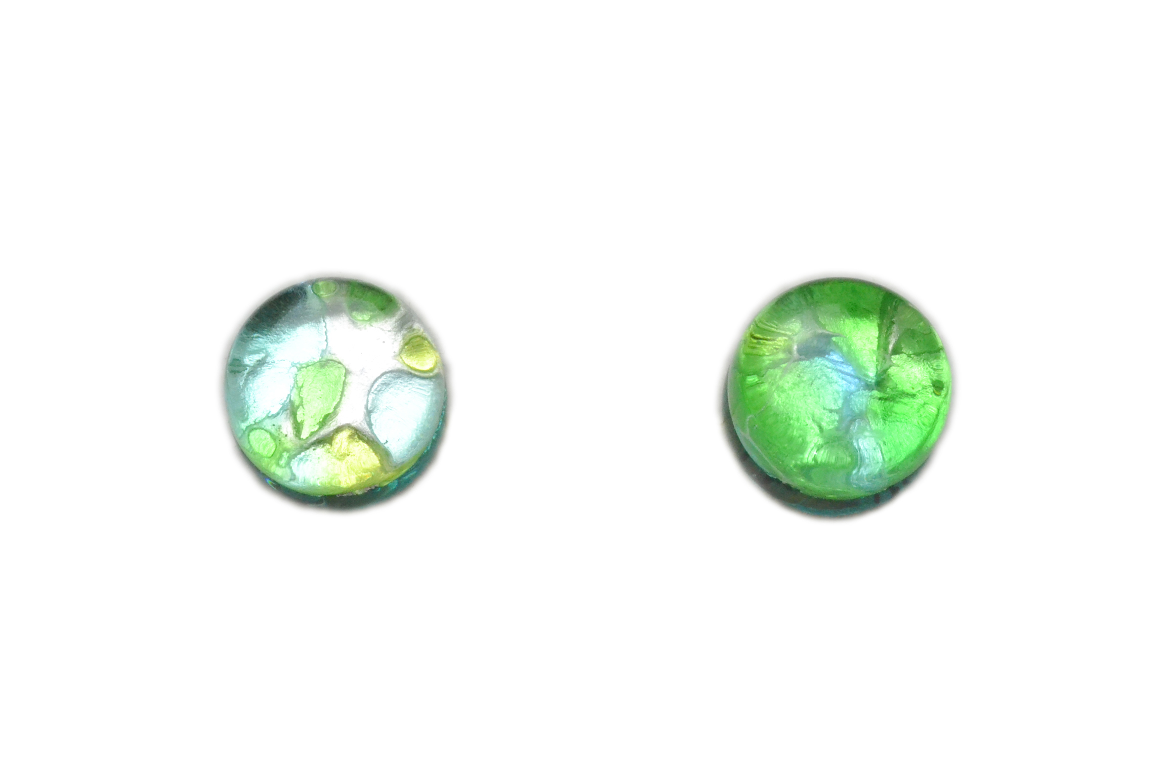 ムラーノグラス　サークル型ピアス　グリーン＆シルバー